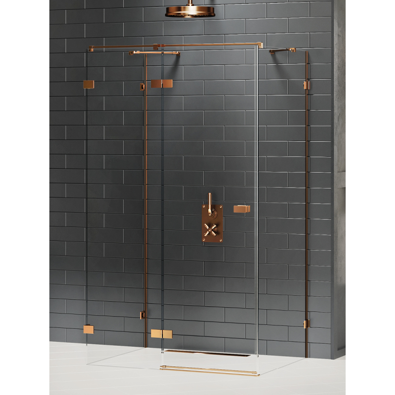 KABINA AVEXA COPPER BRUSHED 1D KWADRATOWA PRZYŚCIENNA L 80x80x200 CZYSTE 6mm POWŁOKA COPPER SZCZOTKOWANY NEW TRENDY EXK-3691