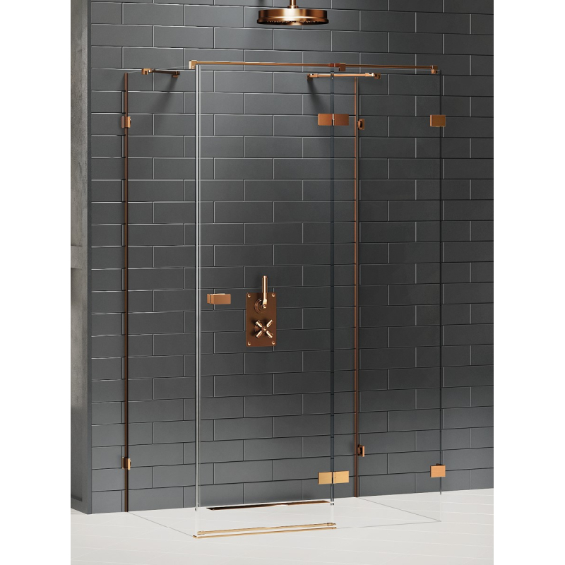 KABINA AVEXA COPPER BRUSHED 1D KWADRATOWA PRZYŚCIENNA P 110x110x200 CZYSTE 6mm POWŁOKA COPPER SZCZOTKOWANY NEW TRENDY EXK-3742