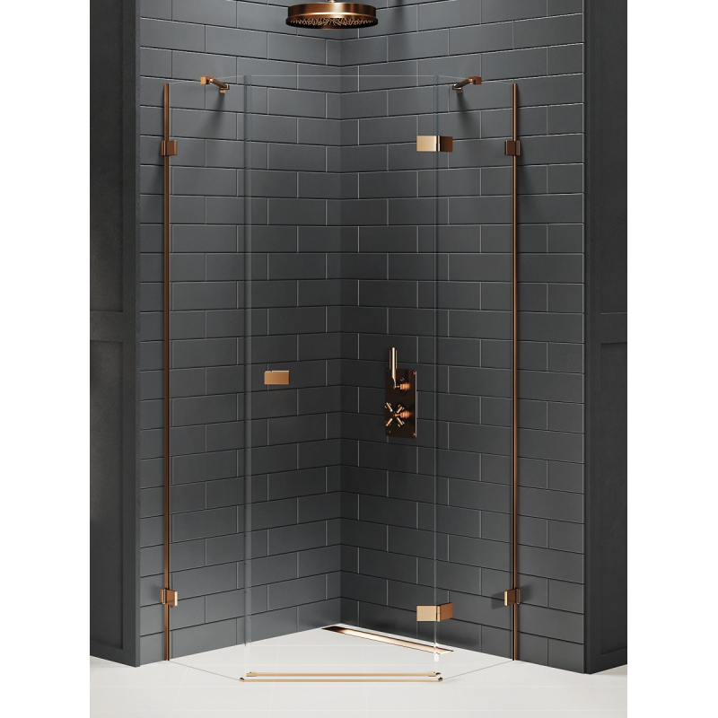 KABINA AVEXA COPPER BRUSHED 1D PIĘCIOKĄTNA P 90x90x200 CZYSTE 6mm POWŁOKA COPPER SZCZOTKOWANY NEW TRENDY EXK-3821