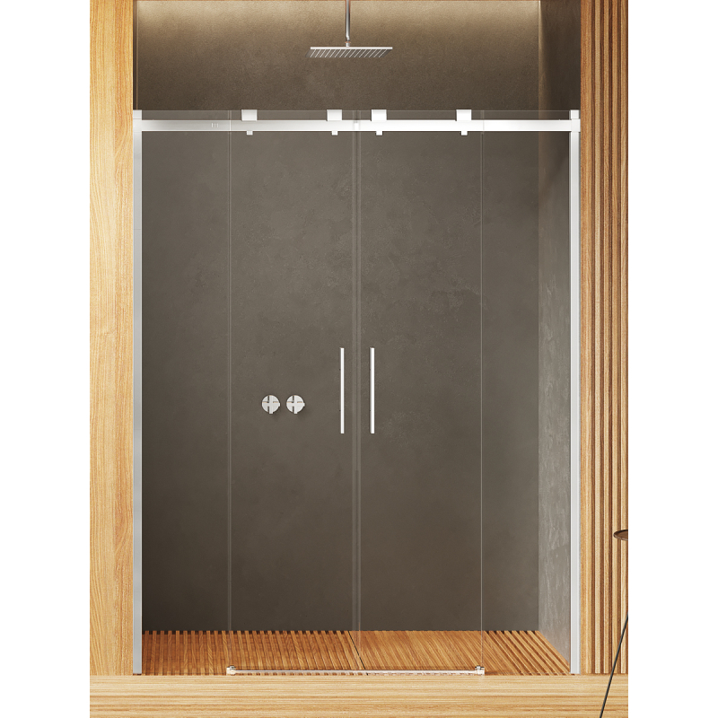 NZ4 DRZWI WNĘKOWE SOFTI 2D U 150x200 CZYSTE 8mm POWŁOKA CHROM POŁYSK NEW TRENDY EXK-3906