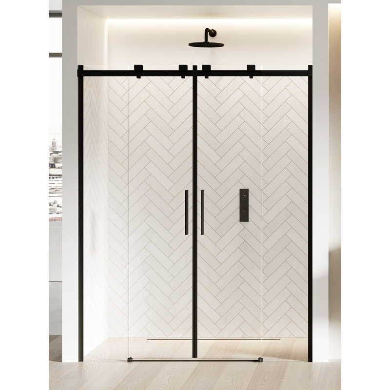 NZ4 DRZWI WNĘKOWE SOFTI BLACK 2D U 140x200 CZYSTE 8mm POWŁOKA CZARNY MAT NEW TRENDY EXK-3960