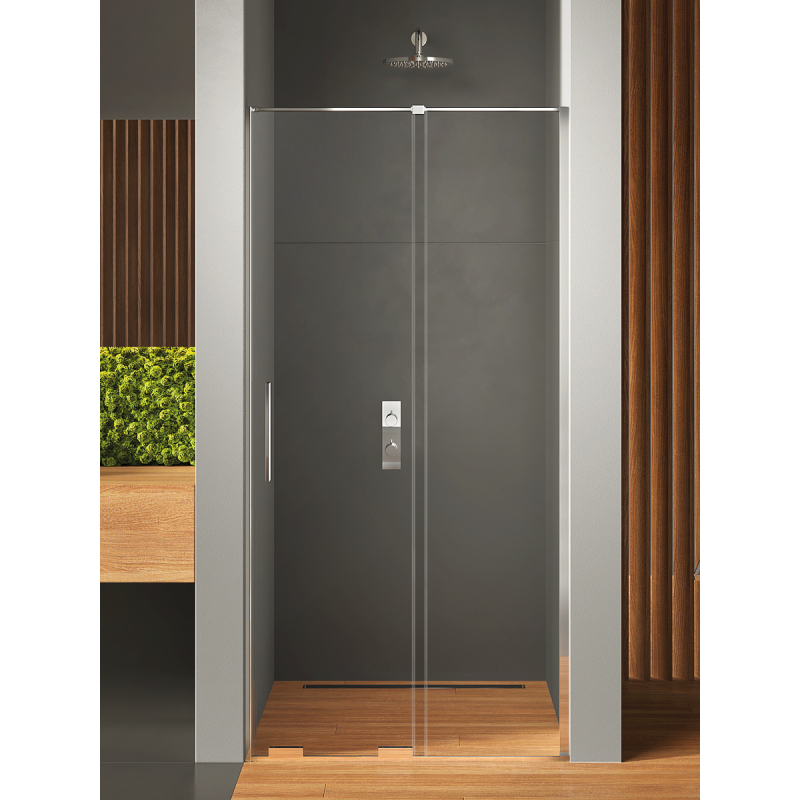 DRZWI WNĘKOWE SMART 1D U 120x200 CZYSTE 8mm POWŁOKA CHROM POŁYSK NEW TRENDY EXK-4007