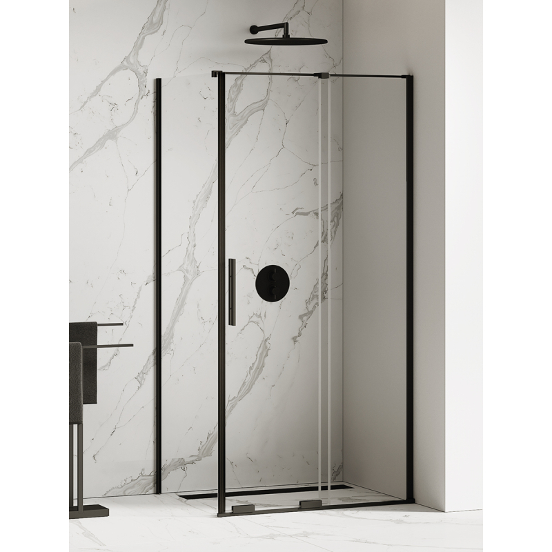 KABINA SMART BLACK 1D PROSTOKĄTNA U 130x120x200 CZYSTE 8mm POWŁOKA CZARNY MAT NEW TRENDY EXK-4143