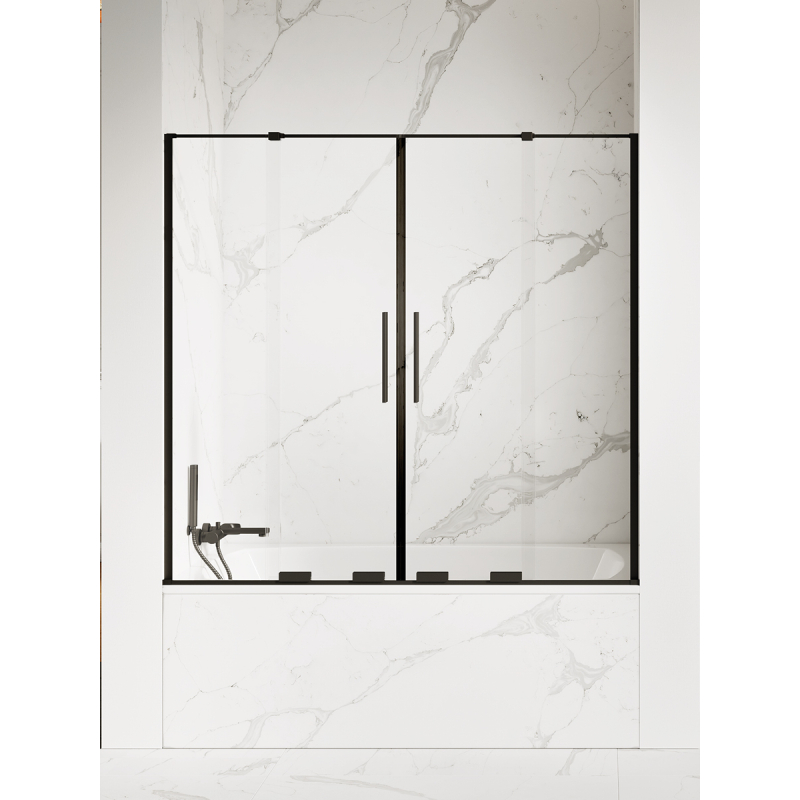 NZ4 PARAWAN NAWANNOWY SMART BLACK 2D U 150x150 CZYSTE 8mm POWŁOKA CZARNY MAT NEW TRENDY EXK-4209