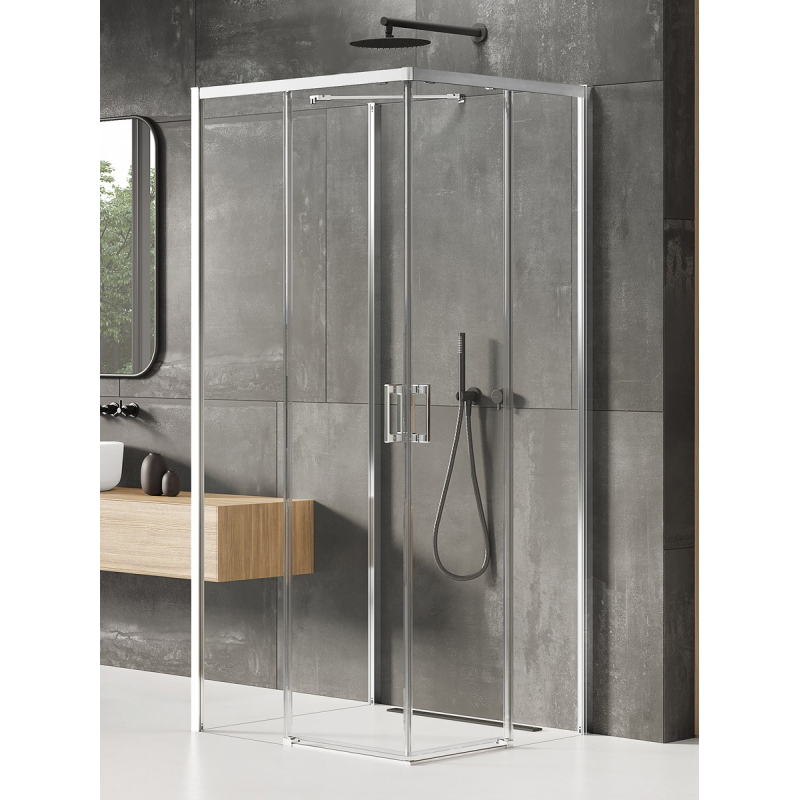 NZ2 KABINA PRIME 2D PROSTOKĄTNA PRZYŚCIENNA P 100x90x200 CZYSTE 6mm POWŁOKA CHROM POŁYSK NEW TRENDY K-1521