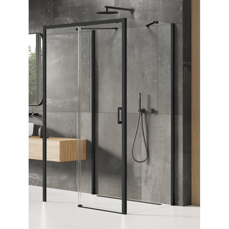 NZ2 KABINA PRIME BLACK 1D PROSTOKĄTNA PRZYŚCIENNA L 160x80x200 CZYSTE 6mm POWŁOKA CZARNY MAT NEW TRENDY K-0933