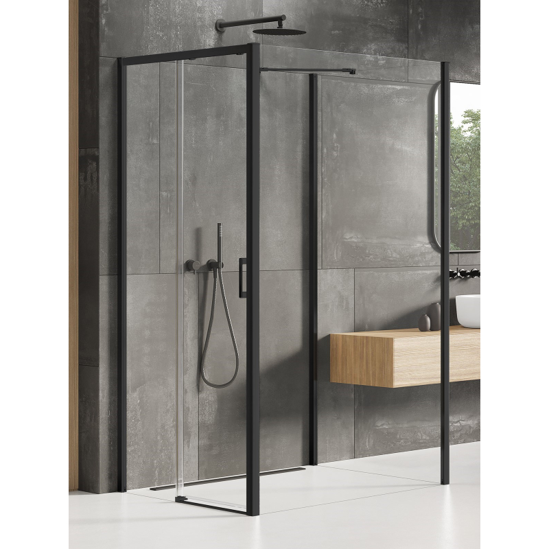 NZ2 KABINA PRIME BLACK 1D KWADRATOWA PRZYŚCIENNA L 100x100x200 CZYSTE 6mm POWŁOKA CZARNY MAT NEW TRENDY K-0967