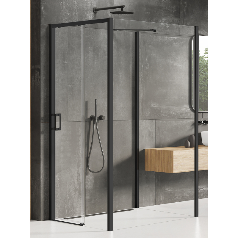 NZ2 KABINA PRIME BLACK 1D PROSTOKĄTNA PRZYŚCIENNA P 100x120x200 CZYSTE 6mm POWŁOKA CZARNY MAT NEW TRENDY K-1619