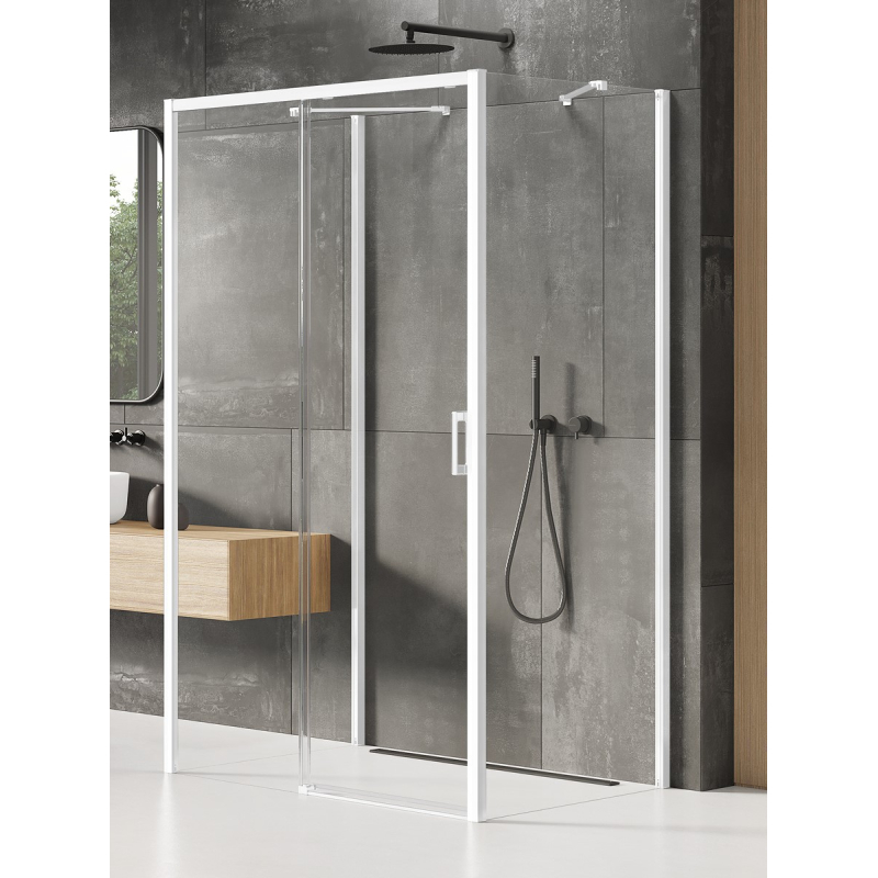 NZ4 KABINA PRIME WHITE 1D PROSTOKĄTNA PRZYŚCIENNA L 140x90x200 CZYSTE 6mm POWŁOKA BIAŁY  NEW TRENDY K-1022