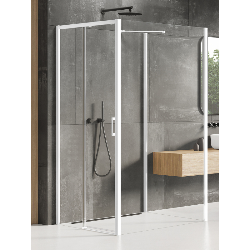 NZ4 KABINA PRIME WHITE 1D PROSTOKĄTNA PRZYŚCIENNA L 100x120x200 CZYSTE 6mm POWŁOKA BIAŁY  NEW TRENDY K-1565