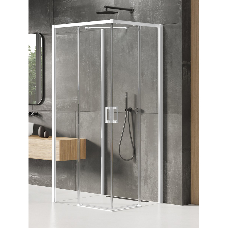 NZ4 KABINA PRIME WHITE 2D PROSTOKĄTNA PRZYŚCIENNA P 100x90x200 CZYSTE 6mm POWŁOKA BIAŁY NEW TRENDY K-1539