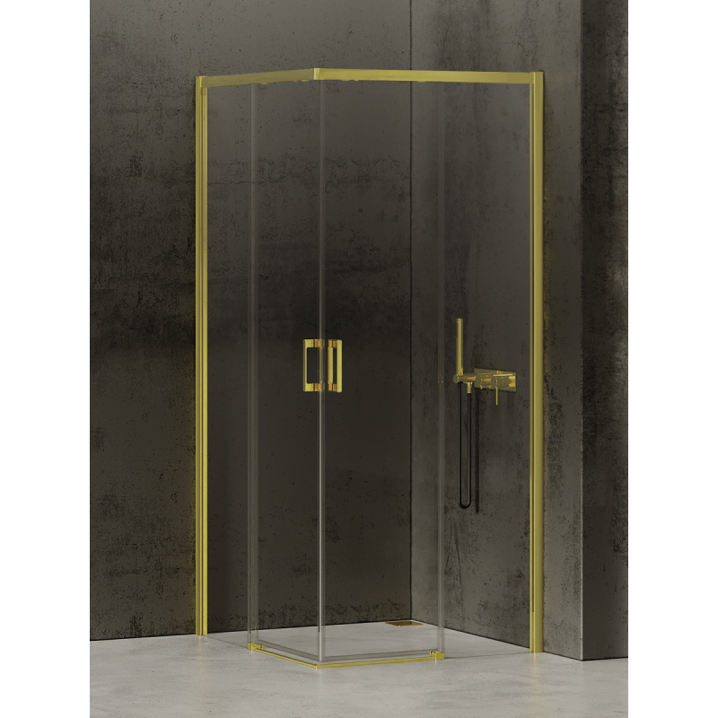 NZ4 KABINA PRIME LIGHT GOLD 2D PROSTOKĄTNA  90x100x200 CZYSTE 6mm POWŁOKA LIGHT GOLD POŁYSK NEW TRENDY D-0418A/D-0421A