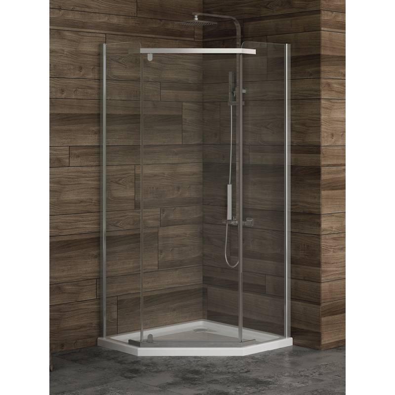 KABINA NEW KOMFORT BLACK 1D PIĘCIOKĄTNA U 100x80x195 CZYSTE 8mm POWŁOKA CZARNY MAT NEW TRENDY K-0810