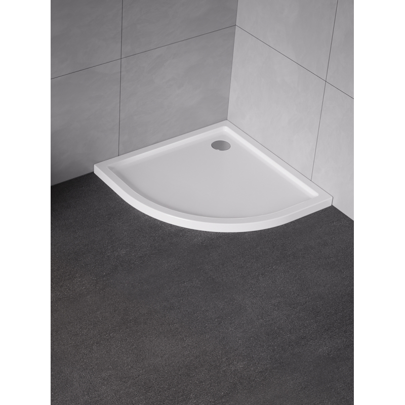BRODZIK NEW CANTARE PÓŁOKRĄGŁY BIAŁY AKRYLOWY 80x80x4,5 BIAŁY NEW TRENDY B-0381