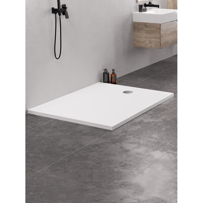 BRODZIK NEX PROSTOKĄTNY BIAŁY KONGLOMERATOWY 110x80x3,5 BIAŁY   NEW TRENDY B-0459