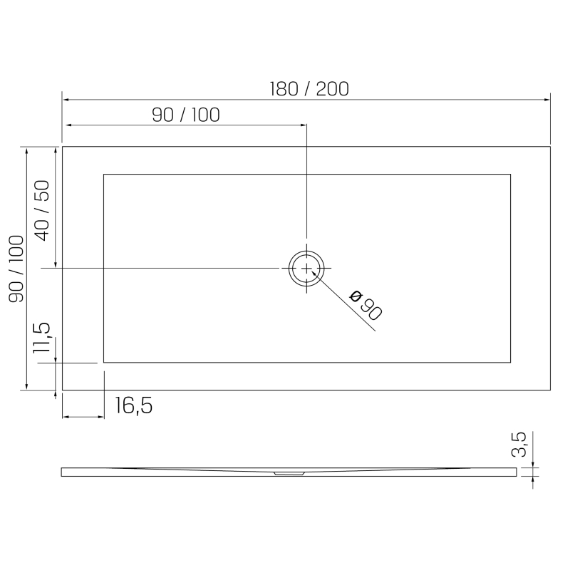 BRODZIK NEX PROSTOKĄTNY BIAŁY KONGLOMERATOWY 200x100x3,5 BIAŁY NEW TRENDY B-0515
