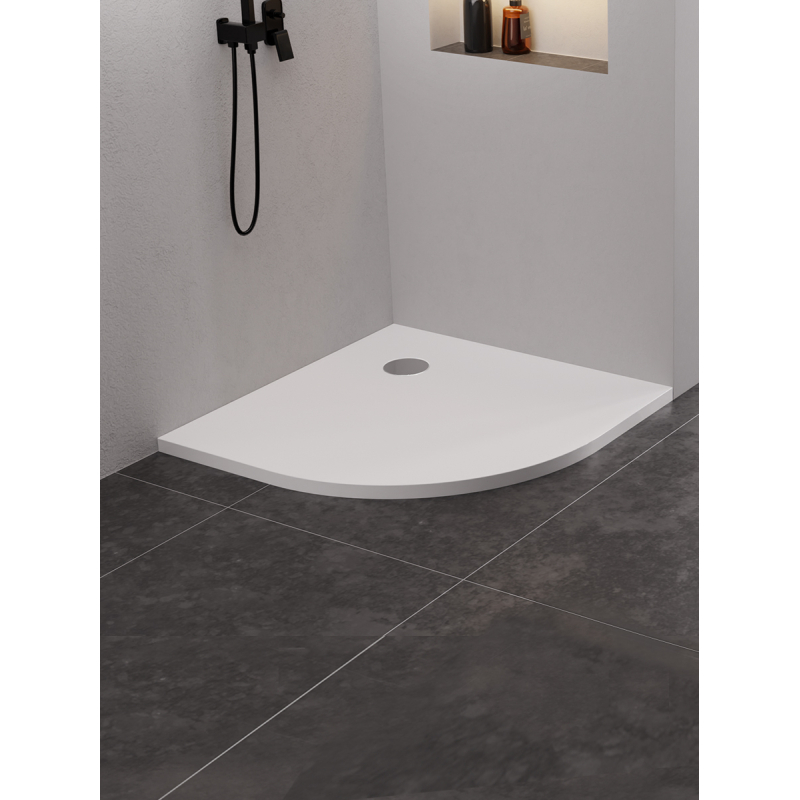 BRODZIK NEX PÓŁOKRĄGŁY BIAŁY KONGLOMERATOWY 80x80x3,5 BIAŁY   NEW TRENDY B-0449