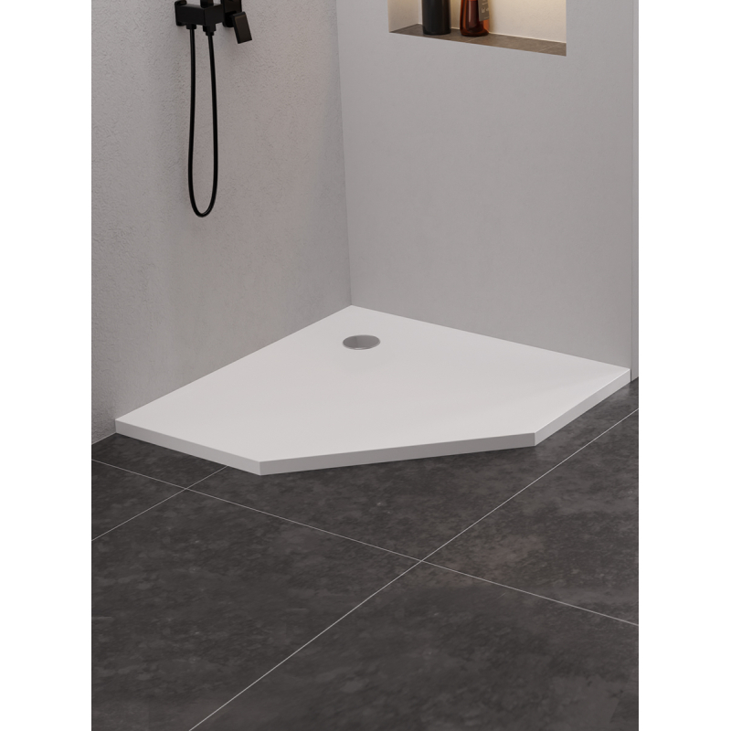 BRODZIK NEX PIĘCIOKĄTNY BIAŁY KONGLOMERATOWY 80x80x3,5 BIAŁY   NEW TRENDY B-0513