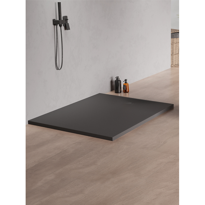 BRODZIK NEX SHADE PROSTOKĄTNY ANTRACYT - STRUKTURA KONGLOMERATOWY 110x80x3,5 ANTRACYT STRUKTURA NEW TRENDY B-0506