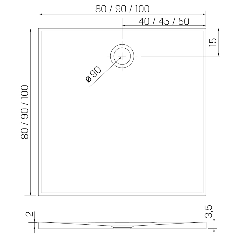 BRODZIK NEX SHADE KWADRATOWY BEŻOWY - STRUKTURA KONGLOMERATOWY 90x90x3,5 BEŻOWY STRUKTURA NEW TRENDY B-0485
