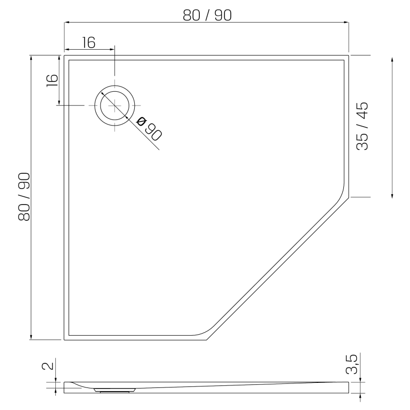 BRODZIK NEX SHADE PIĘCIOKĄTNY BEŻOWY - STRUKTURA KONGLOMERATOWY 90x90x3,5 BEŻOWY STRUKTURA NEW TRENDY B-0483