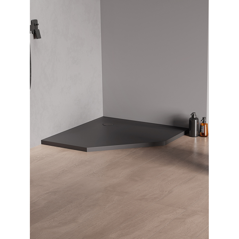BRODZIK NEX SHADE PIĘCIOKĄTNY ANTRACYT - STRUKTURA KONGLOMERATOWY 90x90x3,5 ANTRACYT STRUKTURA NEW TRENDY B-0499