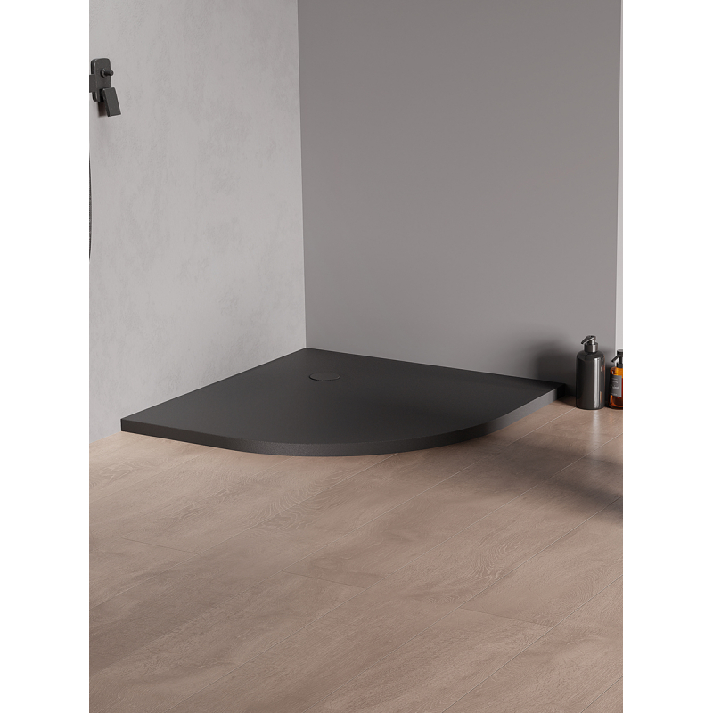 BRODZIK NEX SHADE PÓŁOKRĄGŁY ANTRACYT - STRUKTURA KONGLOMERATOWY 90x90x3,5 ANTRACYT STRUKTURA NEW TRENDY B-0498