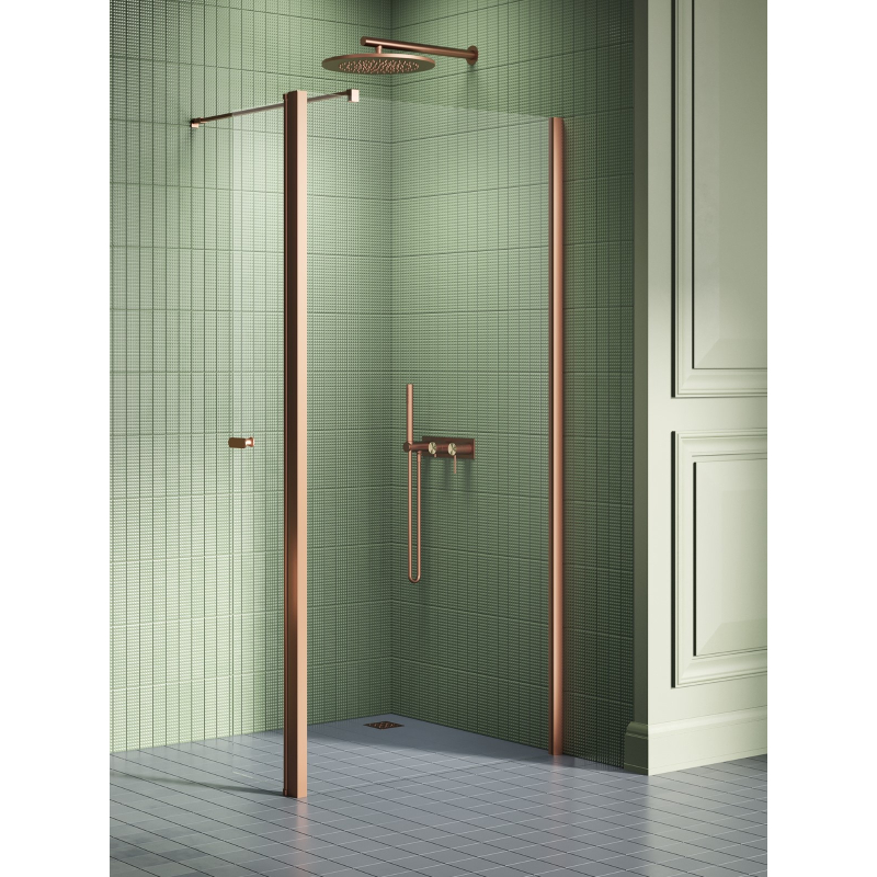 NZ2 KABINA NEW SOLEO COPPER BRUSHED WALK-IN U 90x195 CZYSTE 6mm POWŁOKA COPPER SZCZOTKOWANY NEW TRENDY K-2117