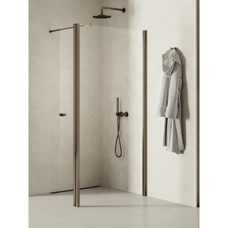 NZ2 KABINA NEW SOLEO GUNMETAL BRUSHED WALK-IN U 90x195 CZYSTE 6mm POWŁOKA GUNMETAL SZCZOTKOWANY NEW TRENDY K-2273
