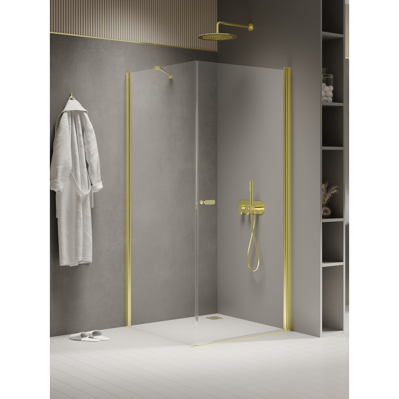 NZ2 KABINA NEW SOLEO LIGHT GOLD 1D PROSTOKĄTNA U 100x110x195 CZYSTE 6mm POWŁOKA LIGHT GOLD POŁYSK NEW TRENDY K-1849