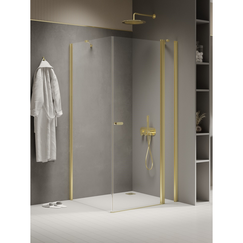 KABINA NEW SOLEO LIGHT GOLD 1D PROSTOKĄTNA U 90x80x195 CZYSTE 6mm POWŁOKA LIGHT GOLD POŁYSK NEW TRENDY K-1852