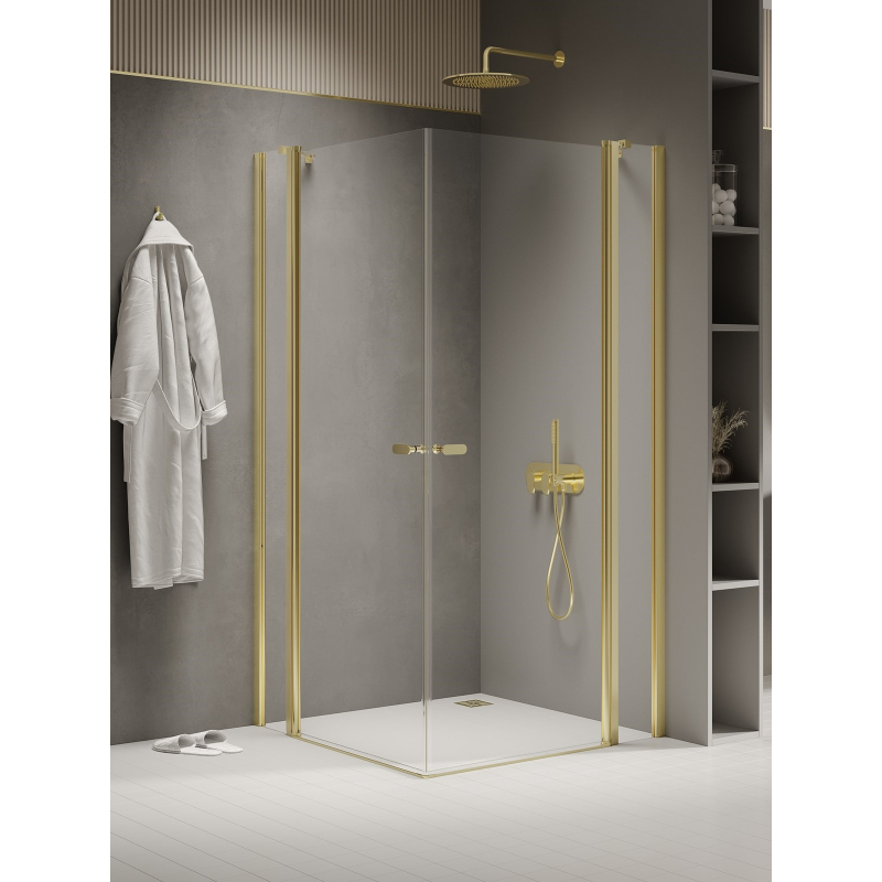 NZ2 KABINA NEW SOLEO LIGHT GOLD 2D PROSTOKĄTNA U 100x110x195 CZYSTE 6mm POWŁOKA LIGHT GOLD POŁYSK NEW TRENDY K-1890