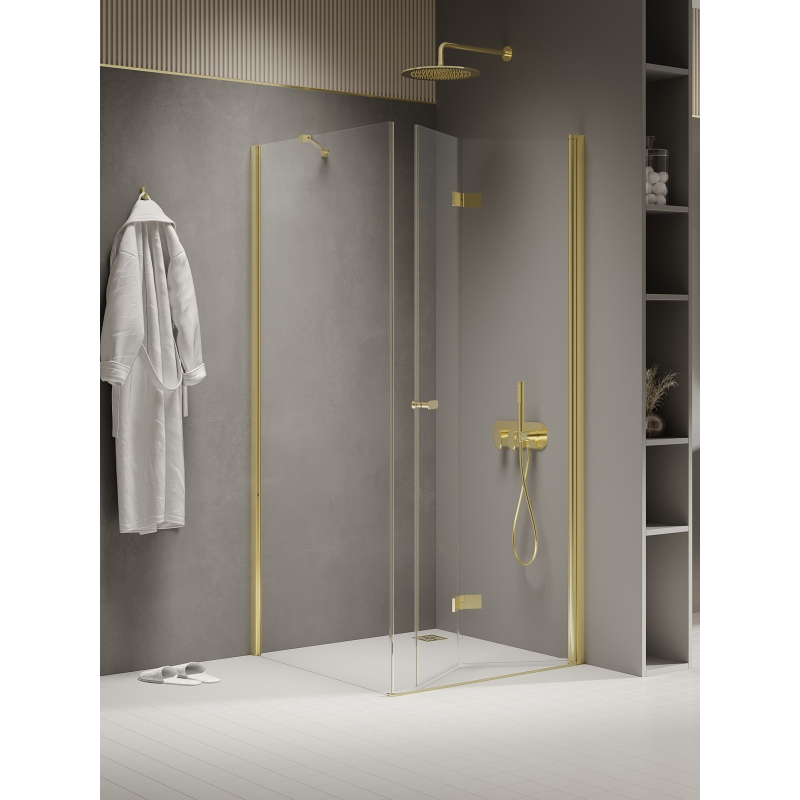 NZ2 KABINA NEW SOLEO LIGHT GOLD 1D KWADRATOWA P 100x100x195 CZYSTE 6mm POWŁOKA LIGHT GOLD POŁYSK NEW TRENDY K-1940
