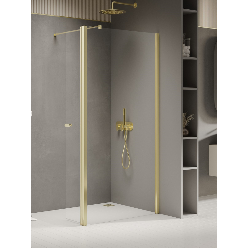 NZ4 KABINA NEW SOLEO LIGHT GOLD WALK-IN U 110x195 CZYSTE 6mm POWŁOKA LIGHT GOLD POŁYSK NEW TRENDY K-1971