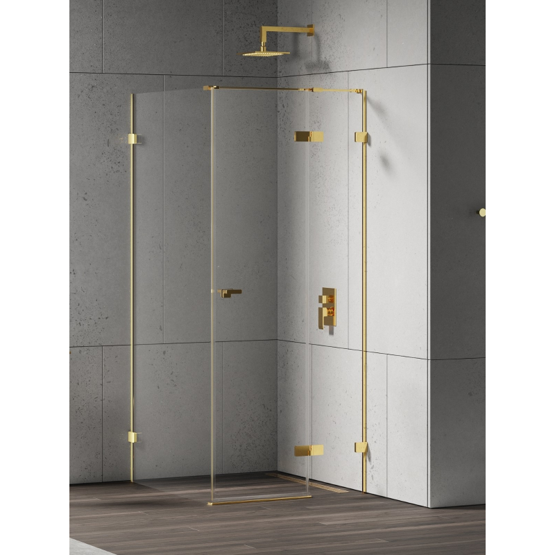 KABINA EVENTA GOLD SHINE 1D PROSTOKĄTNA P 100x120x200 CZYSTE 8mm POWŁOKA GOLD SHINE POŁYSK NEW TRENDY EXK-4736