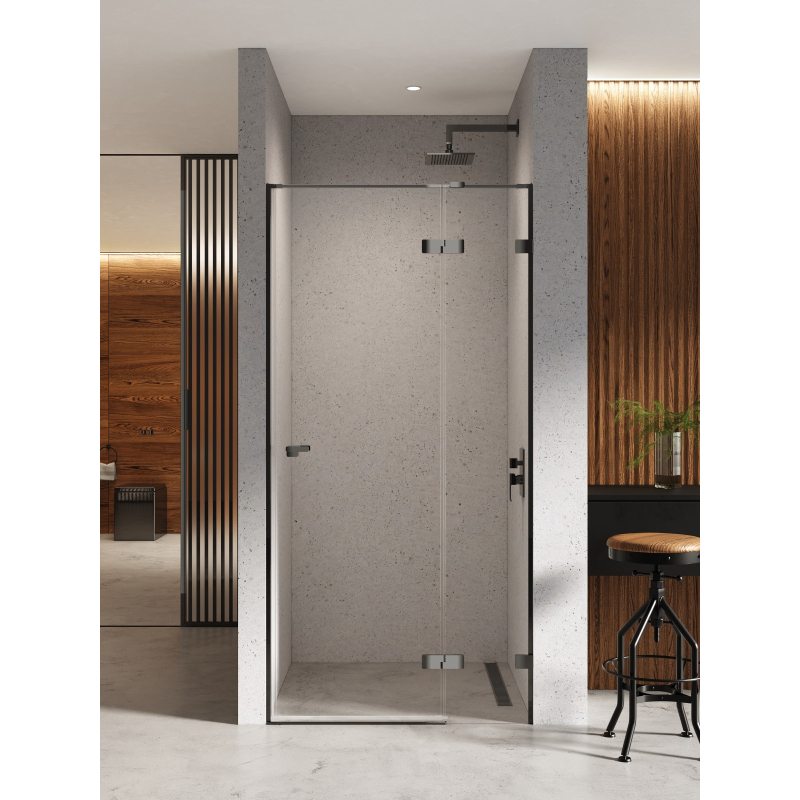 DRZWI WNĘKOWE EVENTA BLACK CHROME 1D L 80x200 CZYSTE 8mm POWŁOKA BLACK CHROME POŁYSK NEW TRENDY EXK-6127