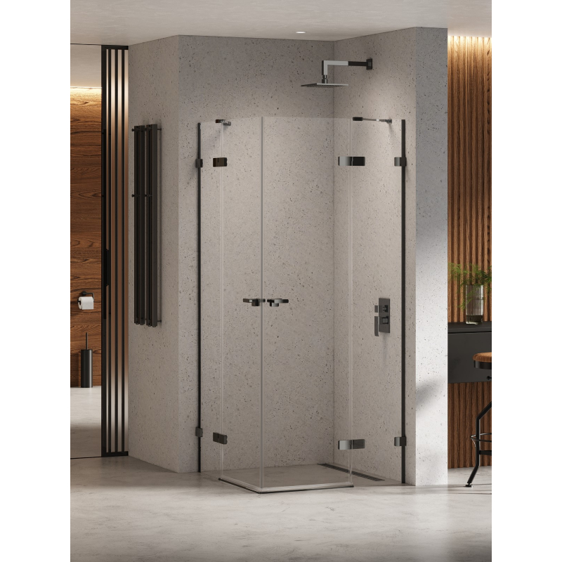KABINA EVENTA BLACK CHROME 2D KWADRATOWA 100x100x200 CZYSTE 8mm POWŁOKA BLACK CHROME POŁYSK NEW TRENDY EXK-6217