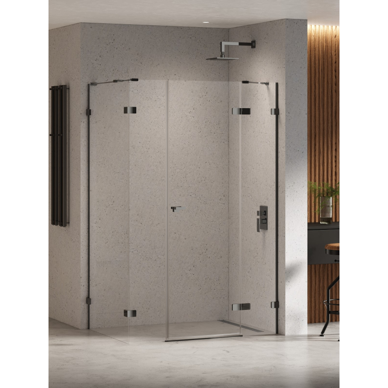 NZ4 KABINA EVENTA BLACK CHROME 1D PROSTOKĄTNA P 110x100x200 CZYSTE 8mm POWŁOKA BLACK CHROME POŁYSK NEW TRENDY EXK-6243