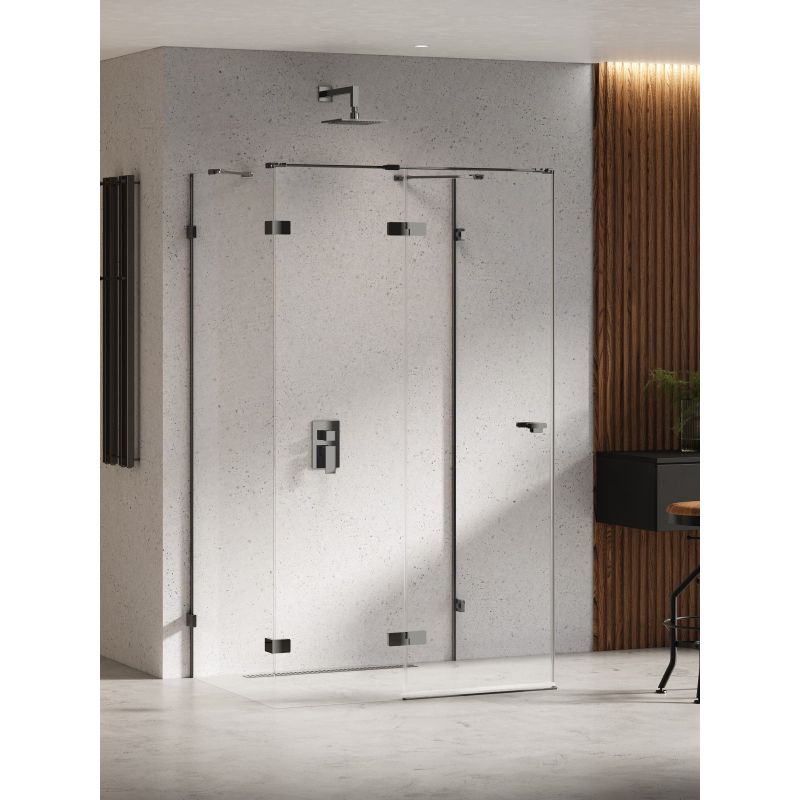 KABINA EVENTA BLACK CHROME 1D PROSTOKĄTNA PRZYŚCIENNA P 120x90x200 CZYSTE 8mm POWŁOKA BLACK CHROME POŁYSK NEW TRENDY EXK-6269