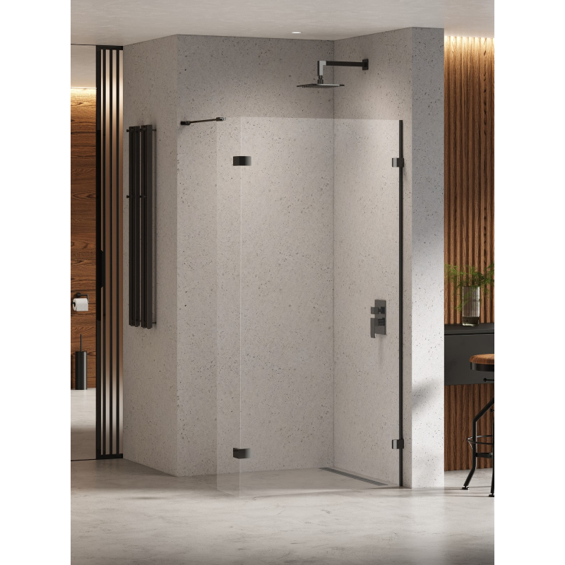 NZ4 KABINA EVENTA BLACK CHROME ŚCIANKA U 120x200 CZYSTE 8mm POWŁOKA BLACK CHROME POŁYSK NEW TRENDY EXK-6312