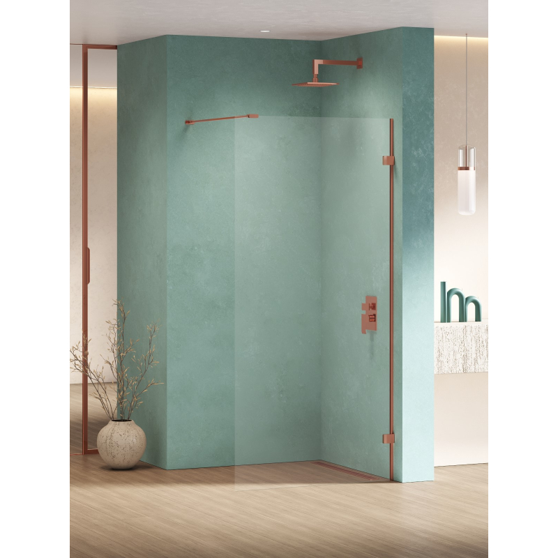 KABINA EVENTA COPPER SHINE WALK-IN U 100x200 CZYSTE 8mm POWŁOKA COPPER POŁYSK NEW TRENDY EXK-6523