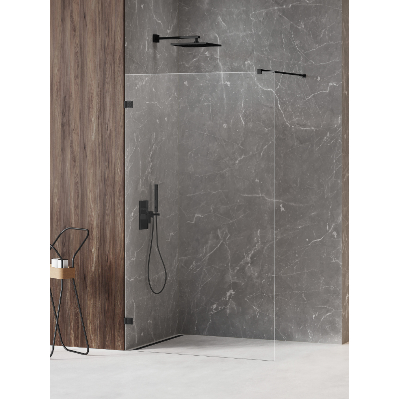 KABINA AVEXA BLACK XR WALK-IN U 70x200 CZYSTE 6mm POWŁOKA CZARNY MAT/RADEŁKO NEW TRENDY EXK-6966