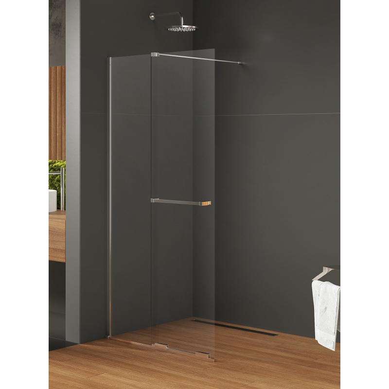 NZ4 KABINA SMART 1D WALK-IN U 140x200 CZYSTE 8mm POWŁOKA ,RELING, WSPORNIK SKOŚNY CHROM POŁYSK NEW TRENDY EXK-6627-WU