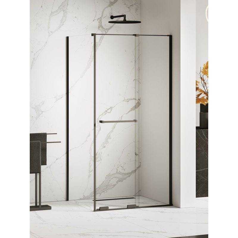 KABINA SMART BLACK 1D PROSTOKĄTNA U 130x80x200 CZYSTE 8mm POWŁOKA RELING CZARNY MAT NEW TRENDY EXK-6654