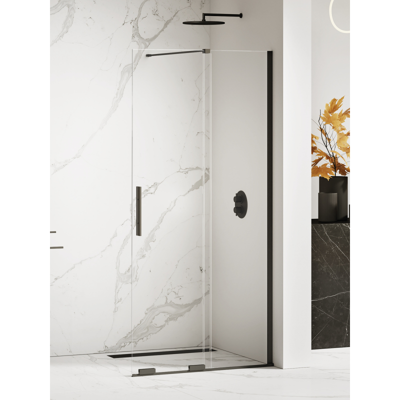 NZ4 KABINA SMART BLACK 1D WALK-IN U 150x200 CZYSTE 8mm POWŁOKA WSPORNIK SKOŚNY CZARNY MAT NEW TRENDY EXK-4196-WU