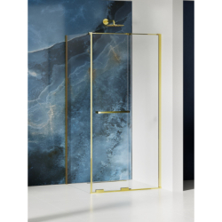KABINA SMART LIGHT GOLD 1D PROSTOKĄTNA U 120x80x200 CZYSTE 8mm POWŁOKA RELING LIGHT GOLD POŁYSK NEW TRENDY EXK-6702