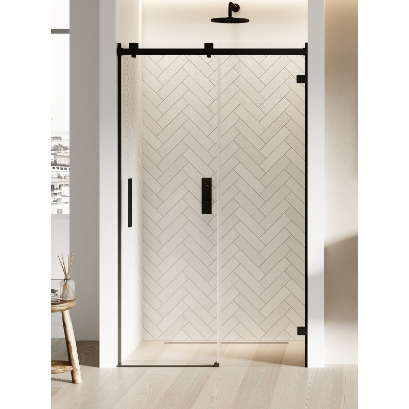 DRZWI WNĘKOWE SOFTI X BLACK 1D L 100x200 CZYSTE 8mm POWŁOKA CZARNY MAT NEW TRENDY EXK-5351