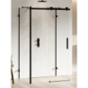 NZ4 KABINA SOFTI X BLACK 1D PROSTOKĄTNA PRZYŚCIENNA L 130x90x200 CZYSTE 8mm POWŁOKA CZARNY MAT NEW TRENDY EXK-5445