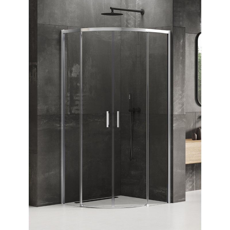 KABINA PÓŁOKRĄGŁA PRIME 2D PÓŁOKRĄGŁA  80x80x200   POWŁOKA CHROME POŁYSK NEW TRENDY K-3554