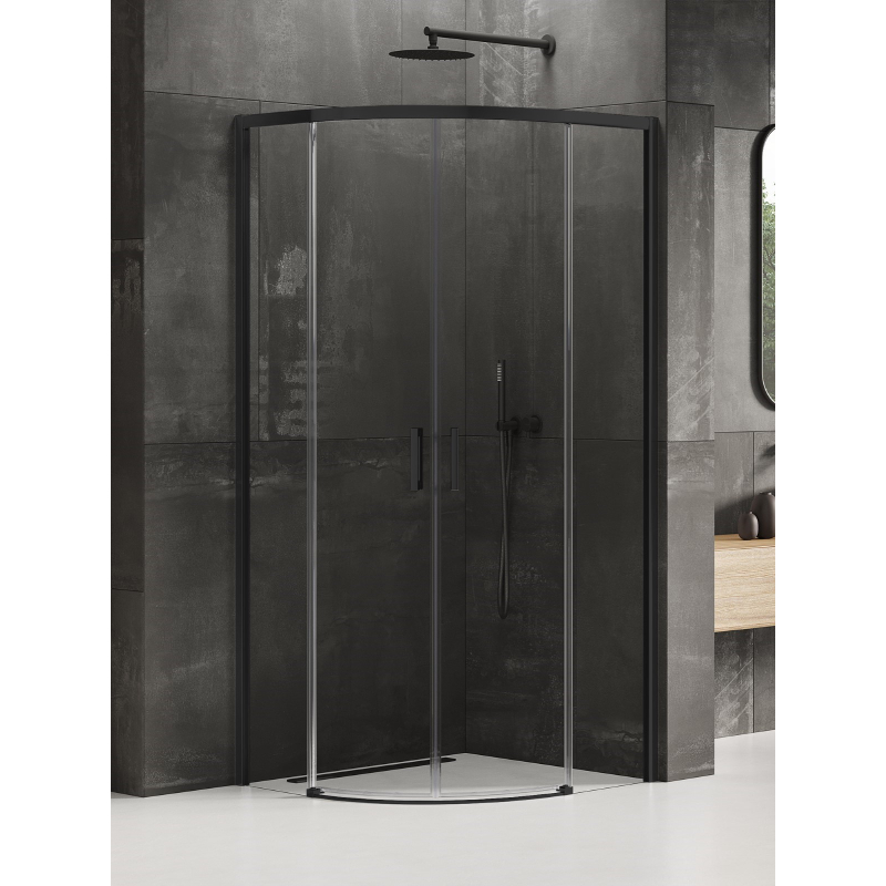 KABINA PÓŁOKRĄGŁA PRIME BLACK 2D PÓŁOKRĄGŁA  80x80x200   POWŁOKA BLACK MAT NEW TRENDY K-3556